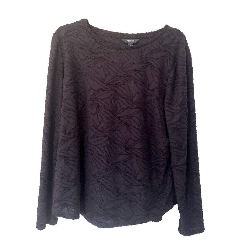 Simply Vera Wang Burnout Velvet Top Blouse Black Witchy Goth Grunge SZ L